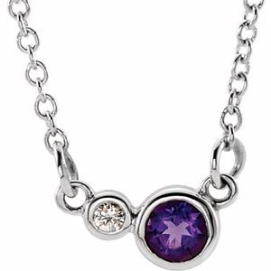 Sterling Silver Amethyst & .02 CTW Diamond 18" Necklace - Siddiqui Jewelers