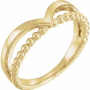 14K Yellow Negative Space Beaded V Ring - Siddiqui Jewelers