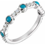 14K White Cabochon Turquoise & 1/5 CTW Diamond Ring - Siddiqui Jewelers