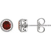14K White Garnet "January" Birthstone Earrings - Siddiqui Jewelers
