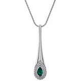 14K White Chatham® Lab-Created Emerald & 3/8 CTW Diamond 18" Necklace - Siddiqui Jewelers