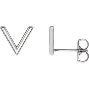 14K White "V" Earrings - Siddiqui Jewelers