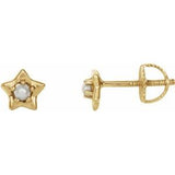 14K Yellow 3 mm Round June Youth Star Birthstone Earrings - Siddiqui Jewelers