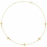 14K Yellow 5-Station Cross Adjustable 16-18” Necklace  -Siddiqui Jewelers