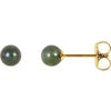 14K Yellow 4 mm Black Akoya Cultured Pearl Earrings-Siddiqui Jewelers