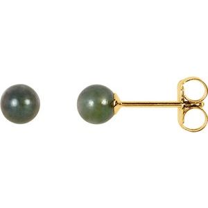 14K Yellow 4 mm Black Akoya Cultured Pearl Earrings-Siddiqui Jewelers