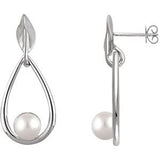 14K White 6 mm Freshwater Cultured Pearl Earrings - Siddiqui Jewelers