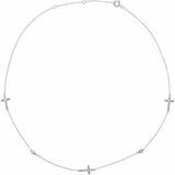 14K White 1/10 CTW Diamond 5-Station Cross Adjustable 16-18” Necklace - Siddiqui Jewelers