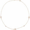 14K Rose 1/10 CTW Diamond 5-Station Cross Adjustable 16-18” Necklace - Siddiqui Jewelers
