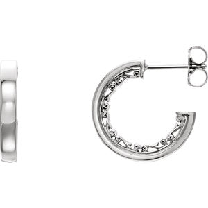14K White Vintage-Inspired Hoop Earrings - Siddiqui Jewelers