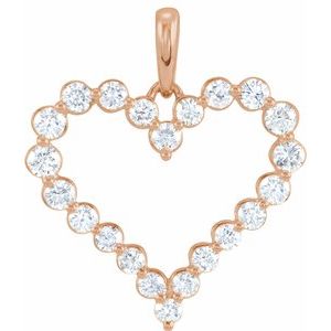 14K Rose 1 CTW Diamond Heart Pendant - Siddiqui Jewelers