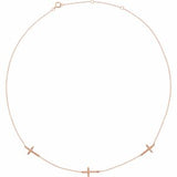 14K Rose 3-Station Cross Adjustable 16-18”  Necklace  -Siddiqui Jewelers