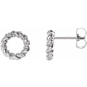 14K White 9.4 mm Circle Rope Earrings - Siddiqui Jewelers