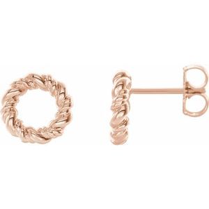 14K Rose 9.4 mm Circle Rope Earrings - Siddiqui Jewelers