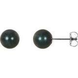 14K White 7 mm Black Akoya Cultured Pearl Earrings-Siddiqui Jewelers