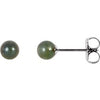 14K White 4 mm Black Akoya Cultured Pearl Earrings-Siddiqui Jewelers