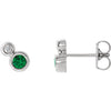 14K White Emerald & .03 CTW Diamond Earrings - Siddiqui Jewelers