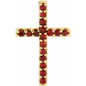 14K Yellow Mozambique Garnet Petite Cross Pendant - Siddiqui Jewelers