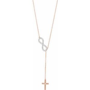 14K Rose 1/5 CTW Diamond Infinity-Inspired Cross 16-18" Necklace - Siddiqui Jewelers