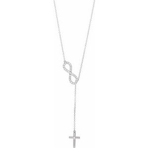 14K White 1/5 CTW Diamond Infinity-Inspired Cross 16-18" Necklace - Siddiqui Jewelers