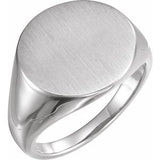 14K White 18 mm Round Signet Ring - Siddiqui Jewelers