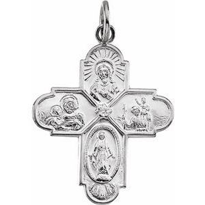 Sterling Silver 24.5x21.5 mm Four-Way Cross Medal - Siddiqui Jewelers
