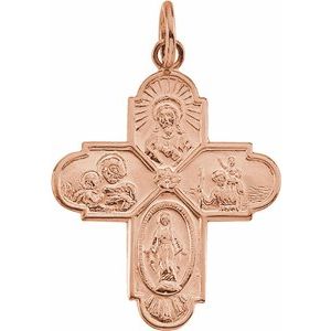 14K Rose 24.5x21.5 mm Four-Way Cross Medal - Siddiqui Jewelers