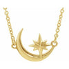14K Yellow Crescent Moon & Star 16-18" Necklace - Siddiqui Jewelers