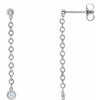 14K White 1/5 CTW Diamond Bezel Set Chain Earrings - Siddiqui Jewelers