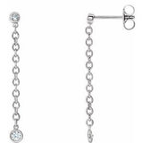 14K White 1/5 CTW Diamond Bezel Set Chain Earrings - Siddiqui Jewelers