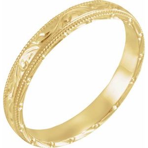14K Yellow 3 mm Design-Engraved Milgrain Band Size 6 - Siddiqui Jewelers