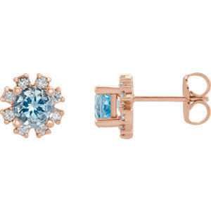 14K Rose Aquamarine & 1/2 CTW Diamond Earrings - Siddiqui Jewelers