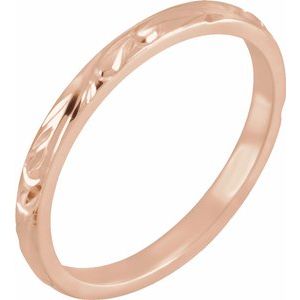 14K Rose 2 mm Design-Engraved Band Size 5 - Siddiqui Jewelers