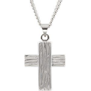 Sterling Silver 23x19 mm The Rugged Cross® 24" Necklace - Siddiqui Jewelers