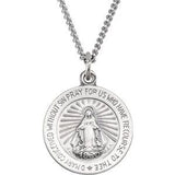 Sterling Silver 18 mm Miraculous Medal with 18" Curb Chain - Siddiqui Jewelers