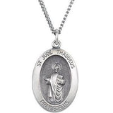 Sterling Silver 18.7x13.5 mm Oval St. Jude Thaddeus 18" Necklace - Siddiqui Jewelers