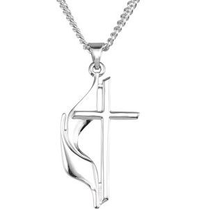Sterling Silver 19x10 mm Methodist Cross 18" Necklace with Box-Siddiqui Jewelers