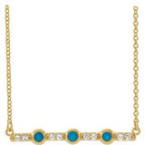 14K Yellow Turquoise & 1/8 CTW Diamond Bar 18" Necklace - Siddiqui Jewelers