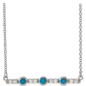 14K White Turquoise & 1/8 CTW Diamond Bar 16" Necklace - Siddiqui Jewelers