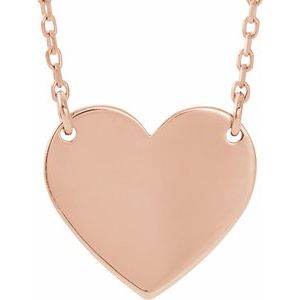 14K Rose Engravable 12x11 mm  Heart 16-18" Necklace-Siddiqui Jewelers