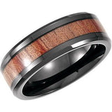 Black PVD Cobalt 8 mm Casted Band With Wood Inlay Size 11 - Siddiqui Jewelers