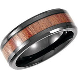 Black PVD Cobalt 8 mm Casted Band With Wood Inlay Size 12.5-Siddiqui Jewelers