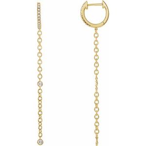 14K Yellow 1/4 CTW Diamond Hinged Hoop Chain Earrings - Siddiqui Jewelers