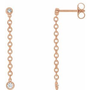 14K Rose 1/5 CTW Diamond Bezel Set Chain Earrings - Siddiqui Jewelers