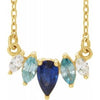 14K Yellow Multi-Gemstone & .07 CTW Diamond Curved Bar 18" Necklace - Siddiqui Jewelers