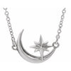 Platinum Crescent Moon & Star 16-18" Necklace - Siddiqui Jewelers