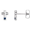 Sterling Silver Blue Sapphire Cross Earrings - Siddiqui Jewelers