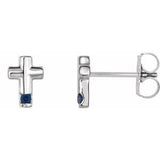 14K White Blue Sapphire Cross Earrings - Siddiqui Jewelers