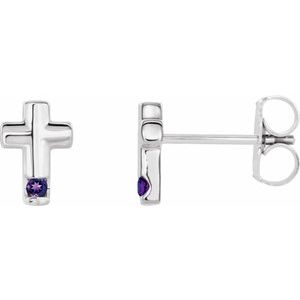 14K White Amethyst Cross Earrings - Siddiqui Jewelers