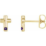 14K Yellow Amethyst Cross Earrings - Siddiqui Jewelers